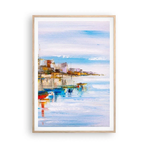 Affiche dans un chêne clair - Poster - Un havre urbain multicolore - 70x100 cm