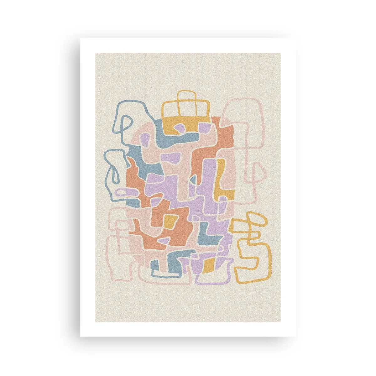 Affiche - Poster - Abstraction colorée avec des lignes irrégulières sur un fond clair - 50x70cm - Labyrinthe – une aventure joyeuse - Décoration murale moderne pour le salon et la chambre ARTTOR