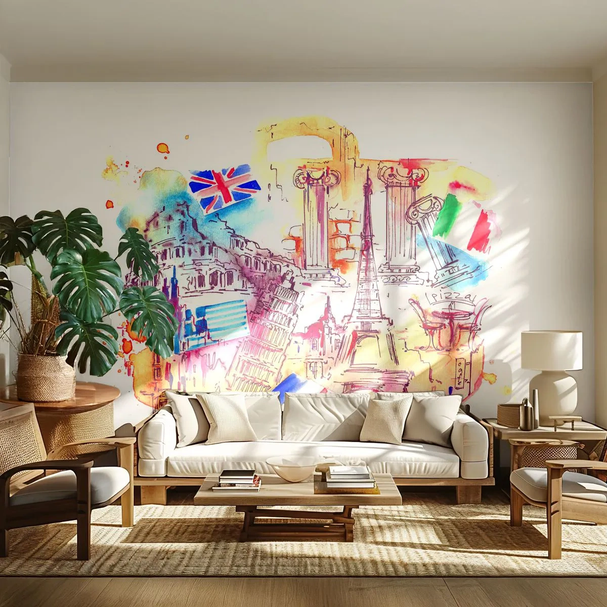 Papier Peint Autocollant Deluxe Sticker - Tournée européenne - Abstraction, Voyages, Valise - 250x175 cm