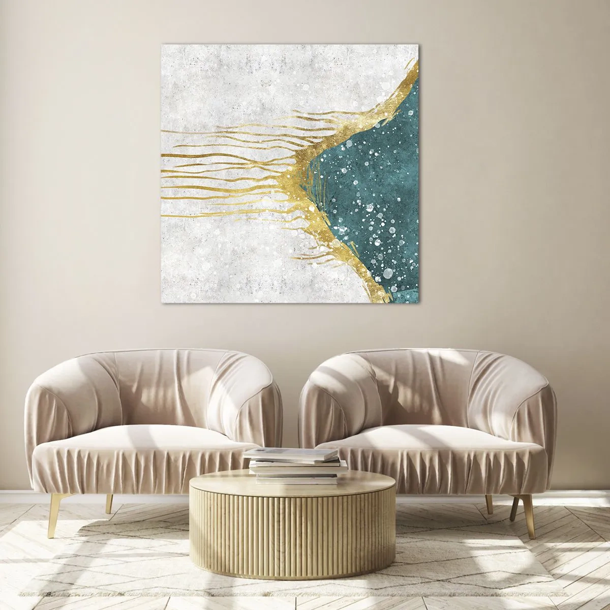 Impression sur verre - Image sur verre - Marée dorée - 50x50 cm