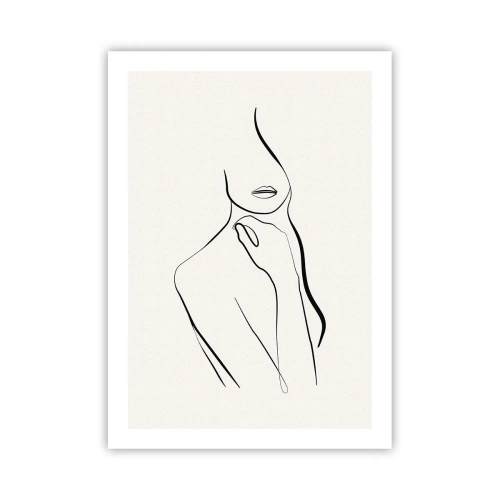 Affiche - Poster - Une ligne minimaliste d'une silhouette féminine sur un fond clair - 50x70cm - Vague de mélancolie - Décoration murale moderne pour le salon et la chambre ARTTOR