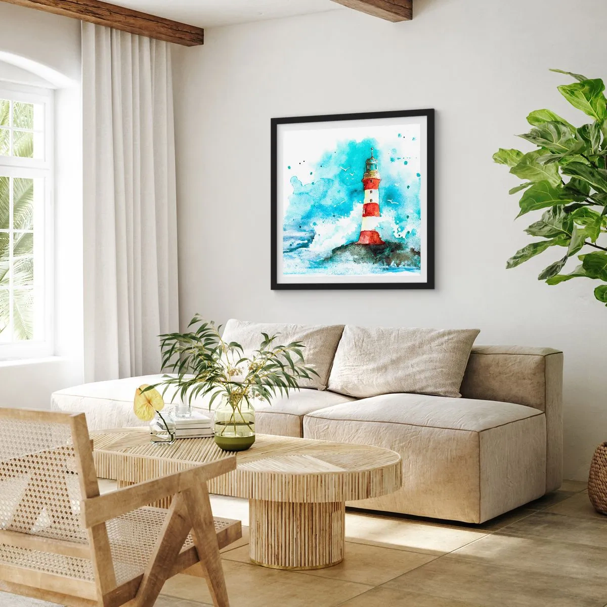 Affiche dans un cadre noir - Poster - Unité des éléments - 60x60 cm