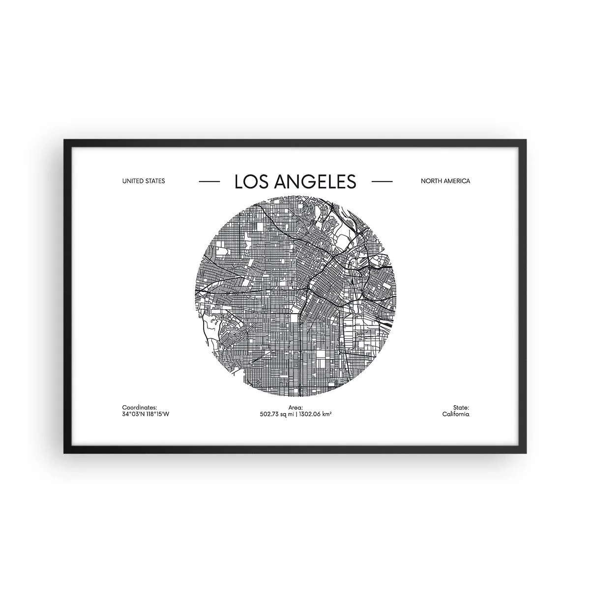 Affiche dans un cadre noir - Poster - Anatomie de Los Angeles - 91x61 cm