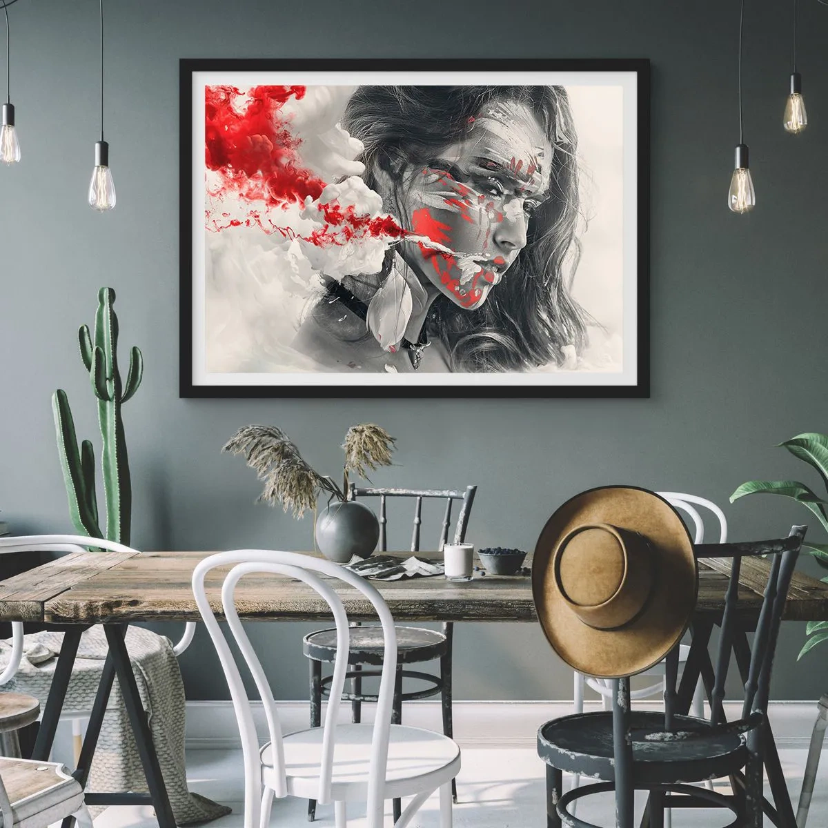 Affiche dans un cadre noir - Poster - Dans les fumées de l'absurde - 50x40 cm