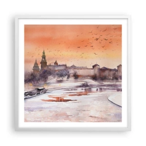 Affiche dans un cadre blanc - Poster - Coucher de soleil royal - 60x60 cm