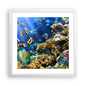 Affiche dans un cadre blanc - Poster - Beaucoup de circulation sur la route des vacances - 40x40 cm