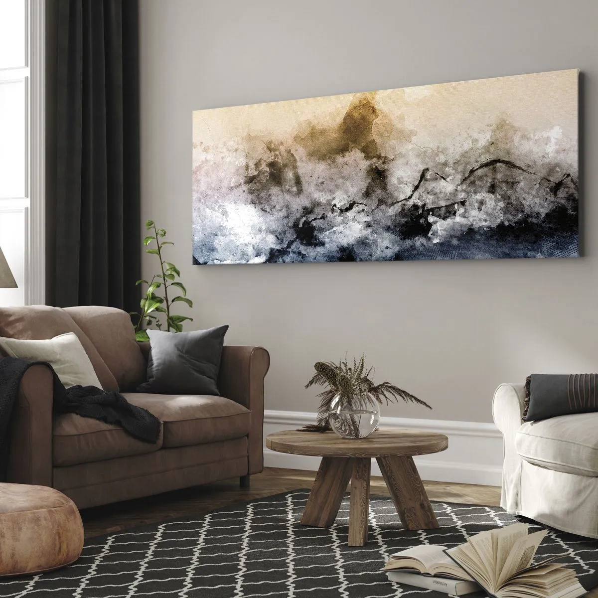Impression sur toile - Image sur toile - Noyé dans un nuage de brouillard - 90x30 cm