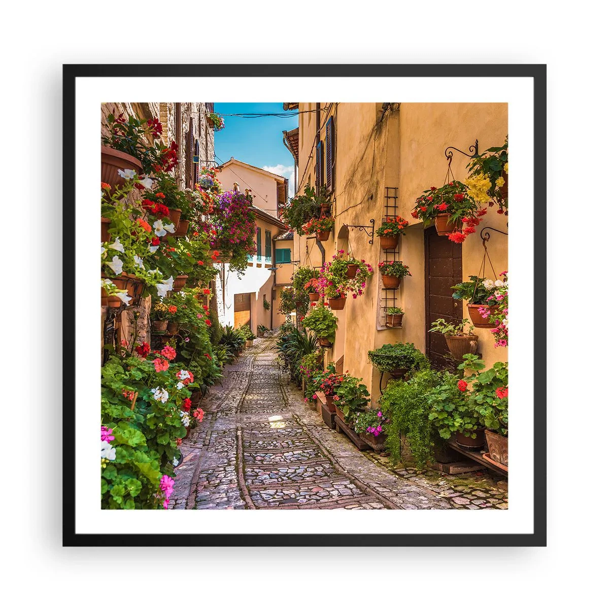 Affiche dans un cadre noir - Poster - Ruelle italienne - 60x60 cm