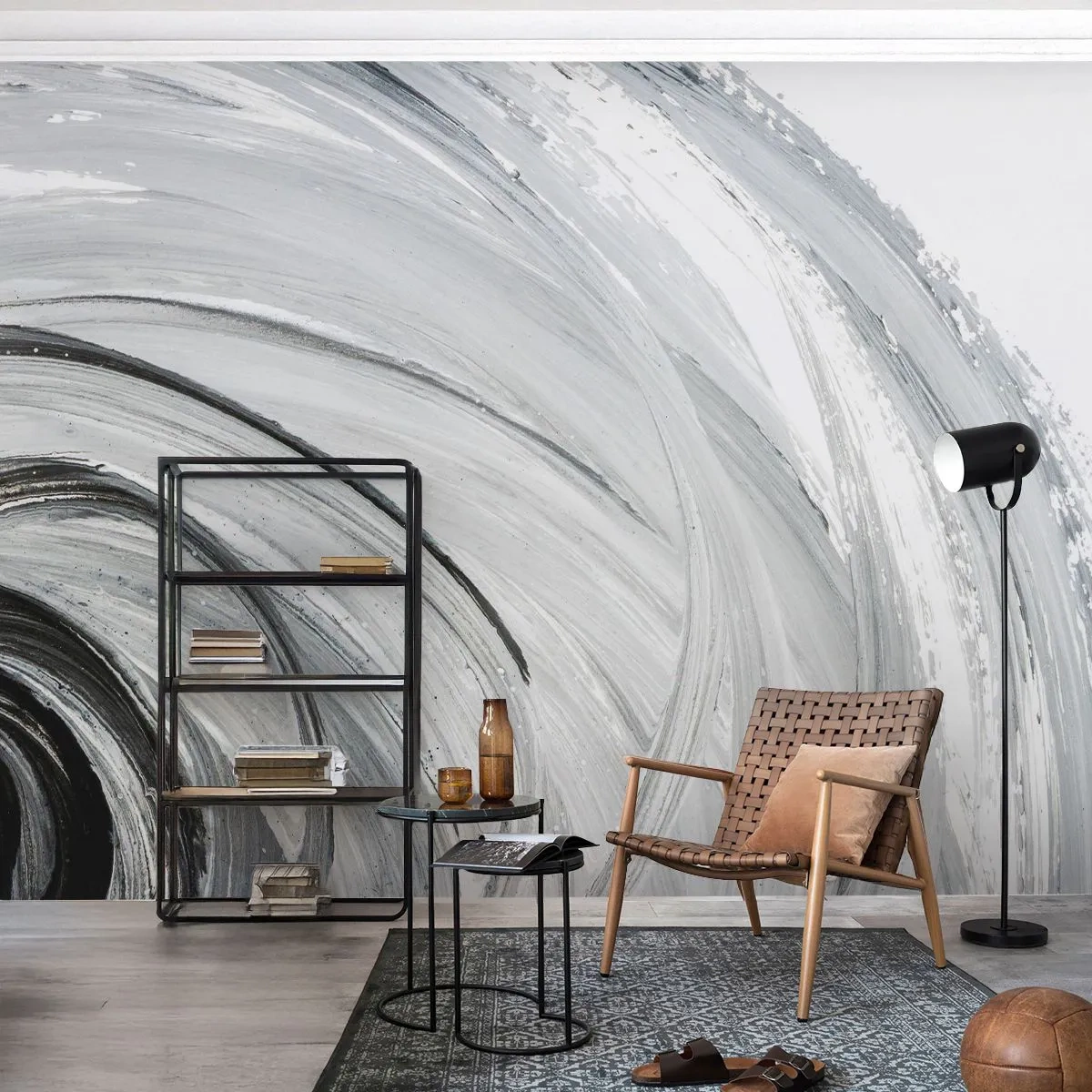 Papier Peint Autocollant Deluxe Sticker - Composition orbitale - Minimaliste, Morceau, Peinture - 450x315 cm