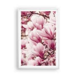 Affiche dans un cadre blanc - Poster - Le printemps est rose - 61x91 cm