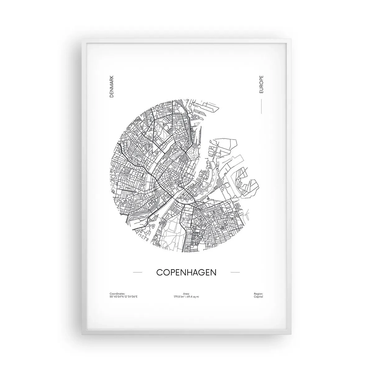 Affiche dans un cadre blanc - Poster - Anatomie de Copenhague - 70x100 cm