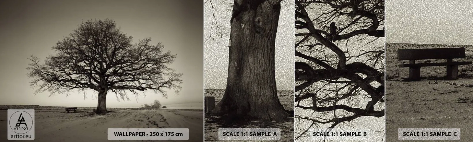 Échantillon de Papier Peint Premium Sand - D'ici à l'éternité - Paysage, Arbre, Nature - 100x30 cm