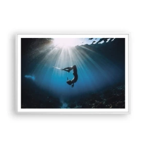 Affiche dans un cadre blanc - Poster - Dans sous-marine - 100x70 cm