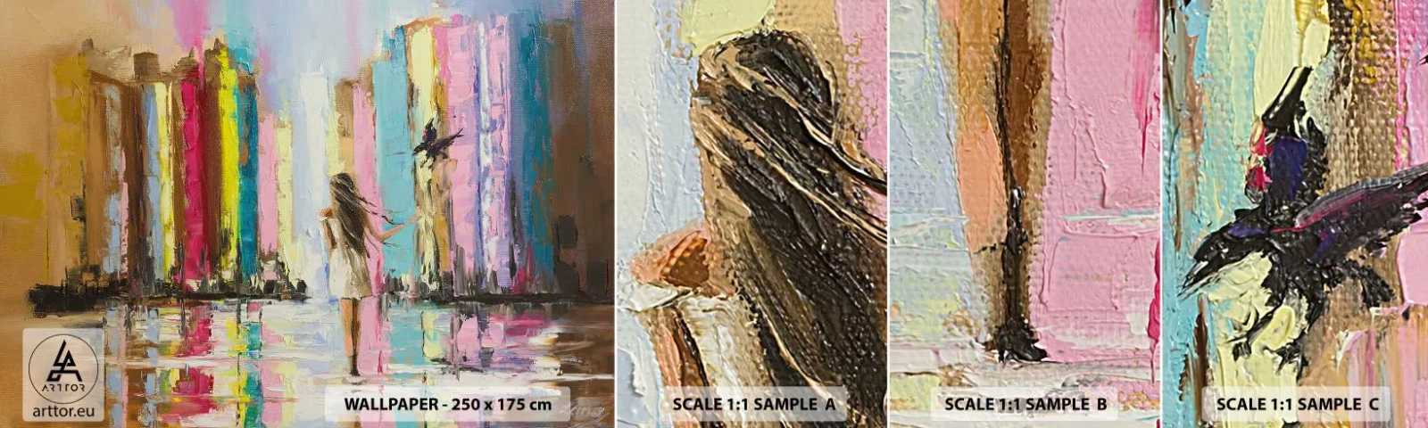 Échantillon De Papier Peint Standard Eco - Viens avec moi - Abstraction, Fille, Femme - 100x30 cm