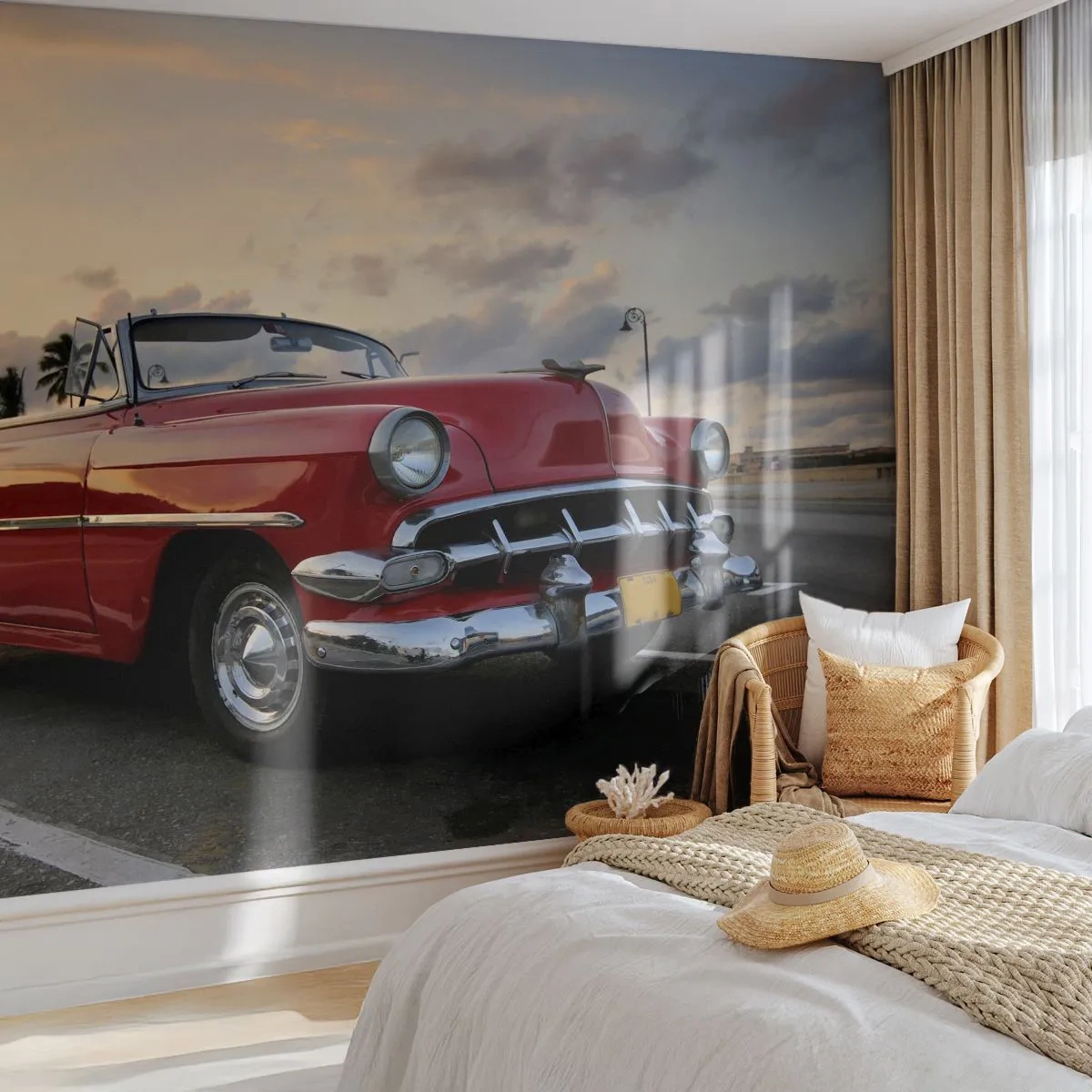 Papier Peint Autocollant Deluxe Sticker - La chaleur rouge des tropiques - Voiture, Automobile, Ancien - 250x175 cm