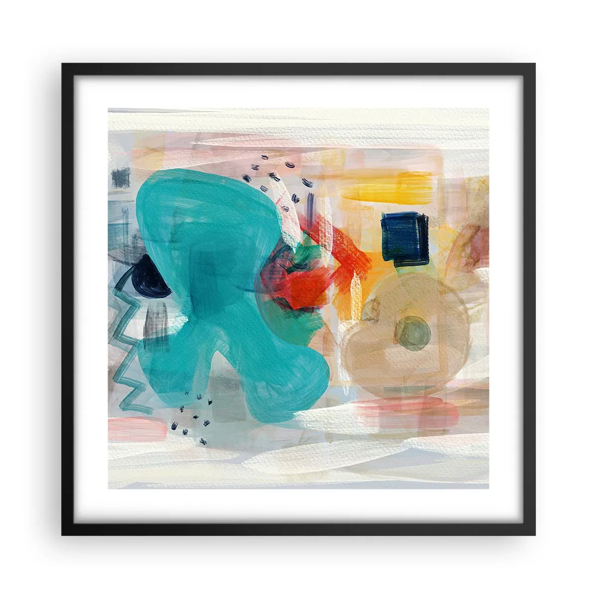 Affiche dans un cadre noir - Poster - Jeu de couleurs - 50x50 cm