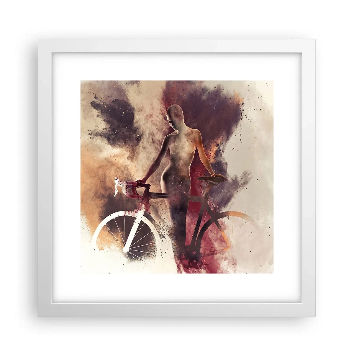 Affiche dans un cadre blanc - Poster - Une âme de vélo aux formes marbrées - 30x30 cm