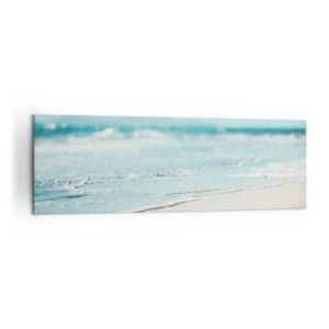 Impression sur toile - Image sur toile - Douces vagues de l'océan sur une plage de sable - 160x50cm - Chaleur et bruissement - Décoration murale moderne pour le salon et la chambre ARTTOR