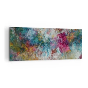 Impression sur toile - Image sur toile - Une abstraction colorée ressemblant à des fleurs en fleurs - 120x50cm - En pleine floraison - Décoration murale moderne pour le salon et la chambre ARTTOR