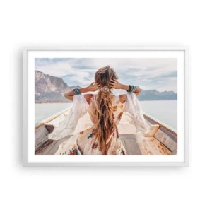 Affiche dans un cadre blanc - Poster - En route vers le bonheur - 70x50 cm