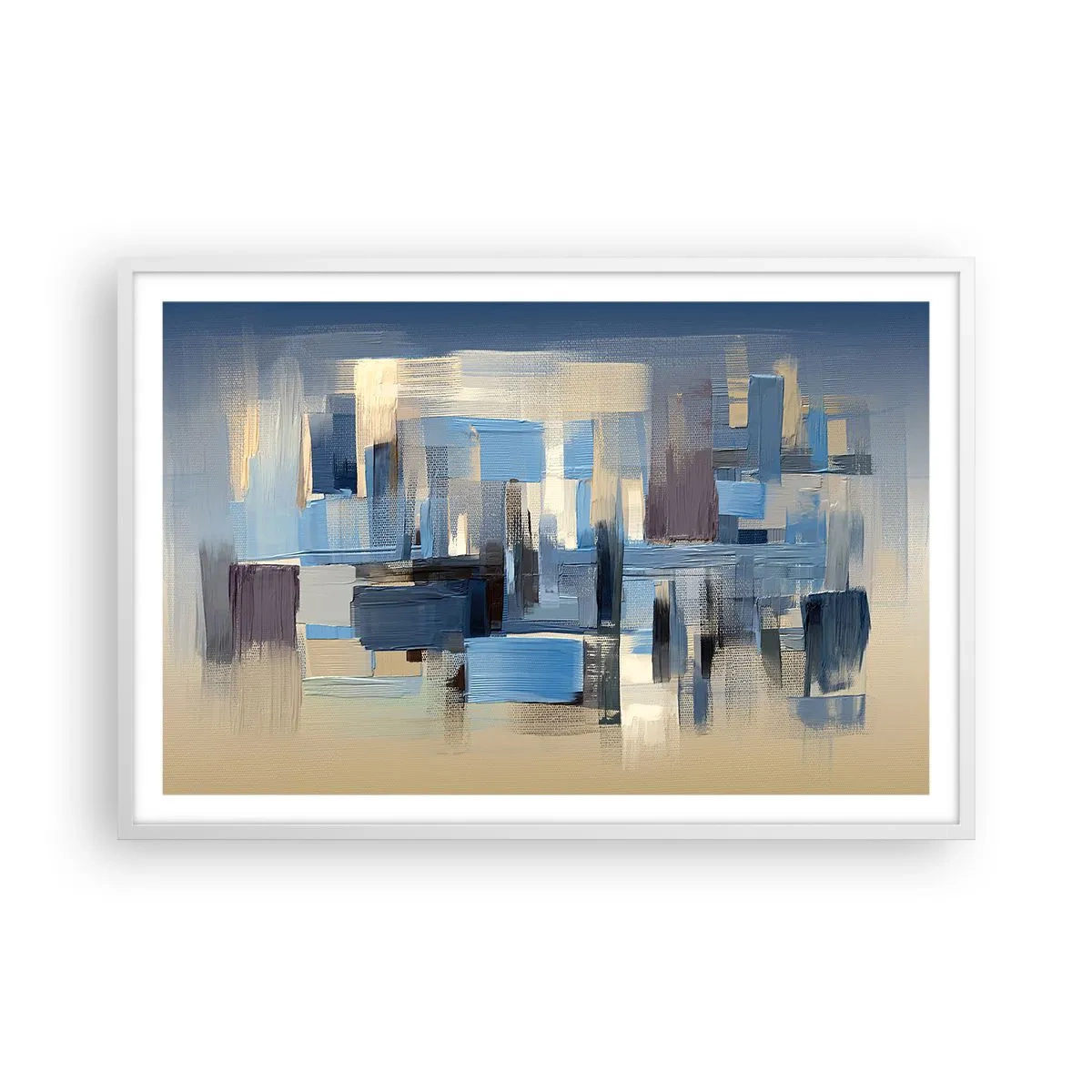 Affiche dans un cadre blanc - Poster - Construction bleue - 91x61 cm