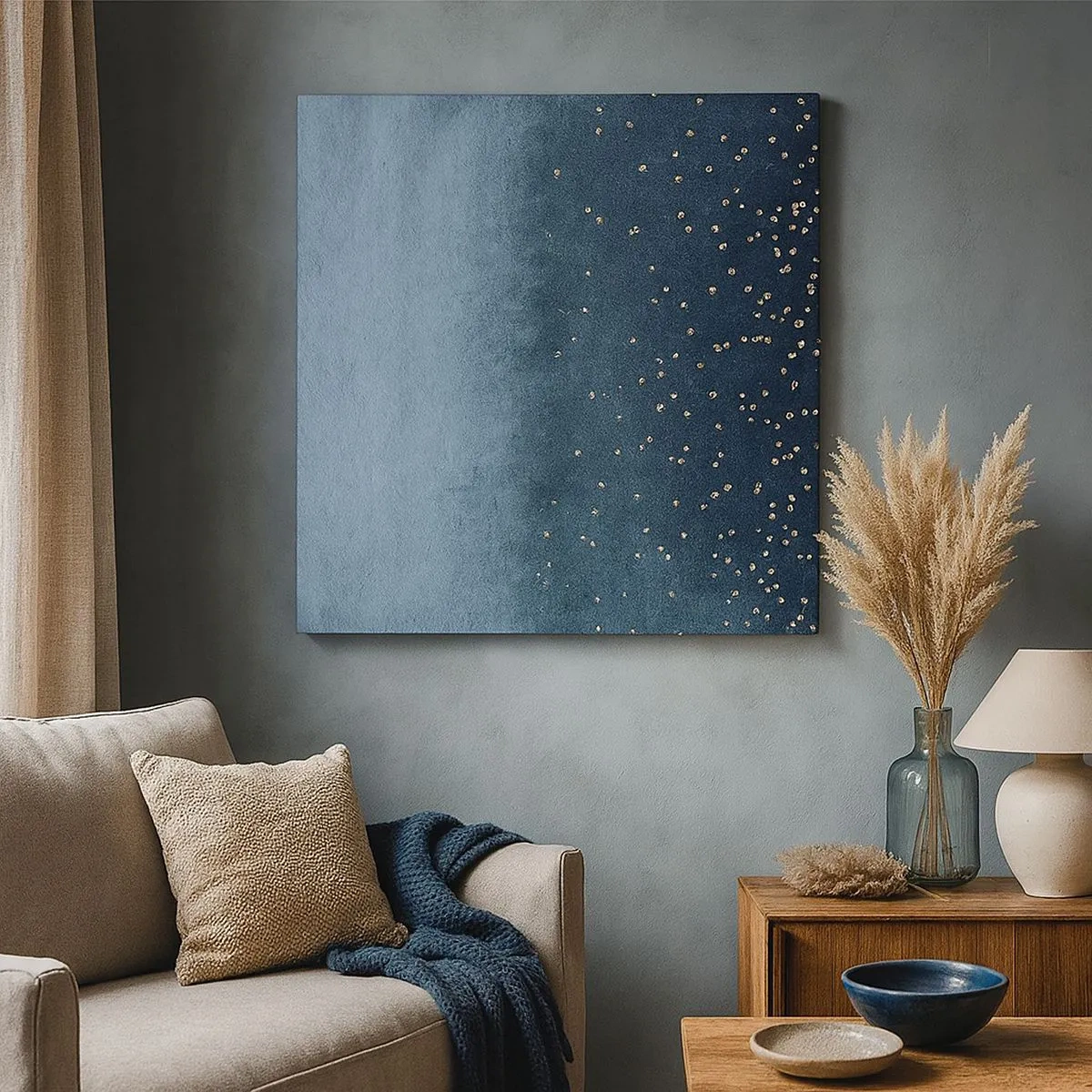 Impression sur toile - Image sur toile - Composition - phases bleues - 30x30 cm