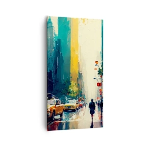 Impression sur toile - Image sur toile - New York – ici même la pluie est colorée - 55x100 cm