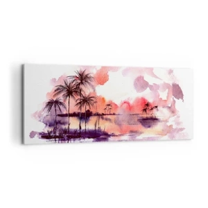 Impression sur toile - Image sur toile - La tranquillité des tropiques en rouge - 100x40 cm