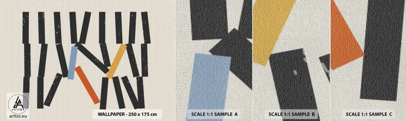 Échantillon de Papier Peint Premium Canvas - Dominos – composition - Minimalisme, Hipster, Contemporain - 100x30 cm