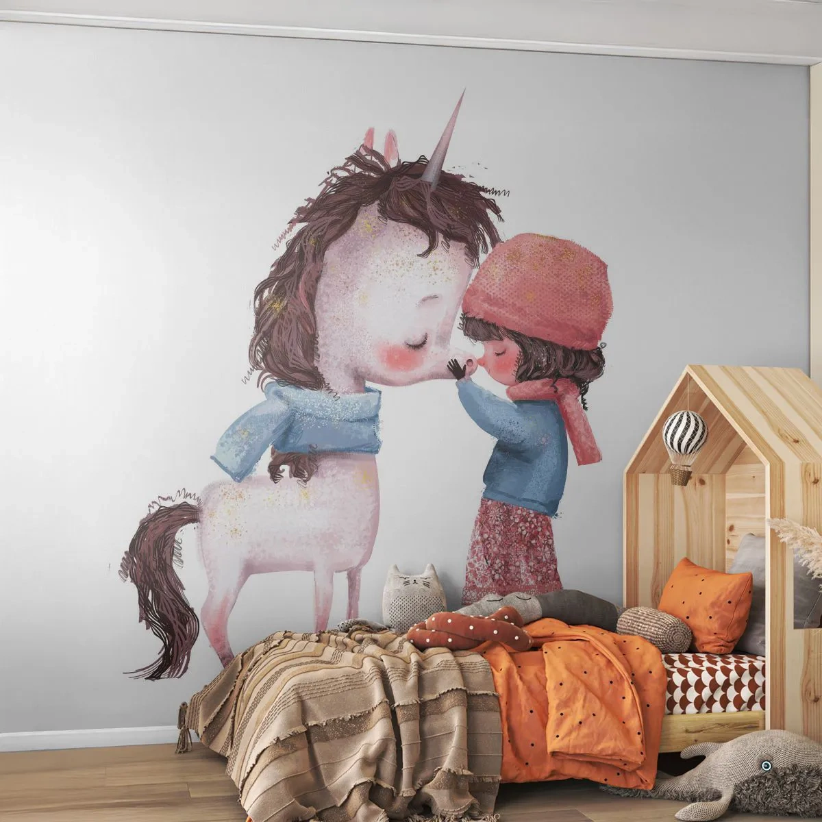 Papier Peint Autocollant Deluxe Sticker - Histoire d'hiver - Pour les enfants, Licorne, Fille - 250x175 cm