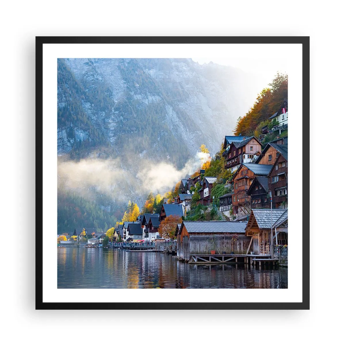 Affiche dans un cadre noir - Poster - Ambiance alpine - 60x60 cm