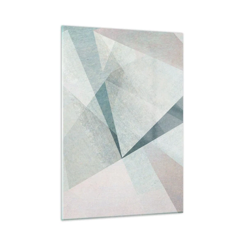 Impression sur verre - Image sur verre - Formes géométriques dans des tons pastel de vert et de bleu - 50x70cm - Calme bien que dynamique - Décoration murale moderne pour le salon et la chambre ARTTOR