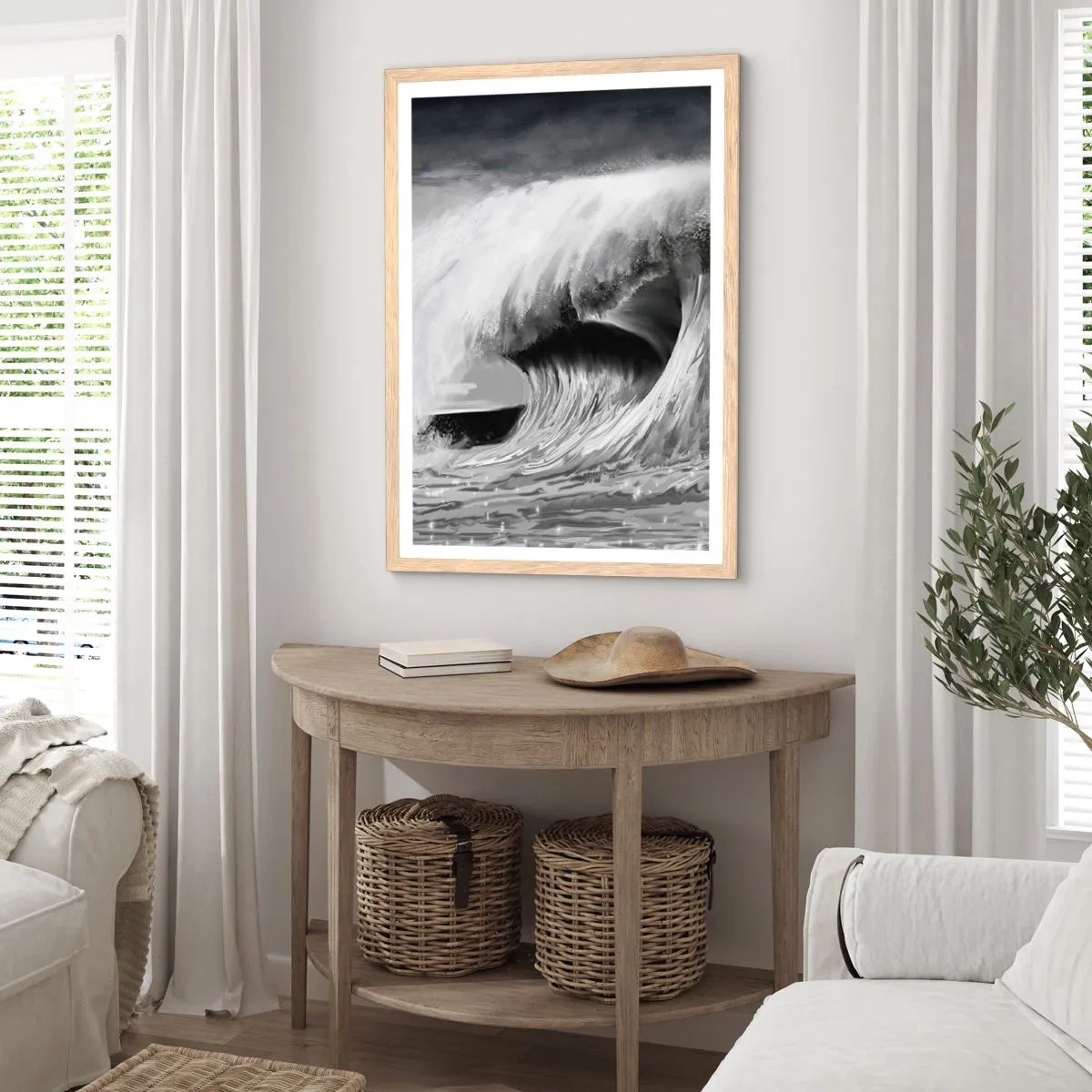 Affiche dans un chêne clair - Poster - La colère de l'océan - 50x70 cm