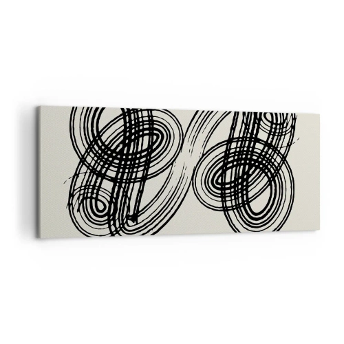 Impression sur toile - Image sur toile - Lignes noires abstraites sur fond clair dans un style avant-gardiste. - 120x50cm - C'est venu spontanément - Décoration murale moderne pour le salon et la chambre ARTTOR