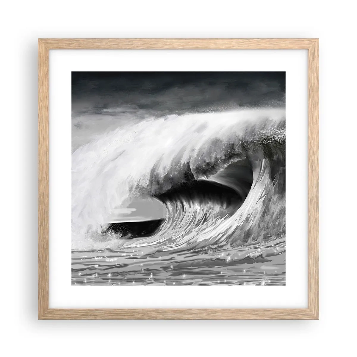 Affiche dans un chêne clair - Poster - La colère de l'océan - 40x40 cm