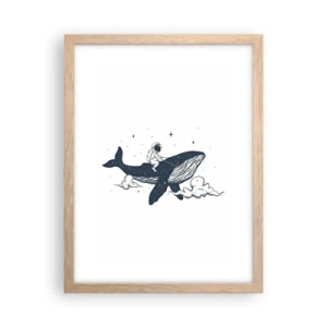 Affiche dans un chêne clair - Poster - Aventure spatiale - 30x40 cm