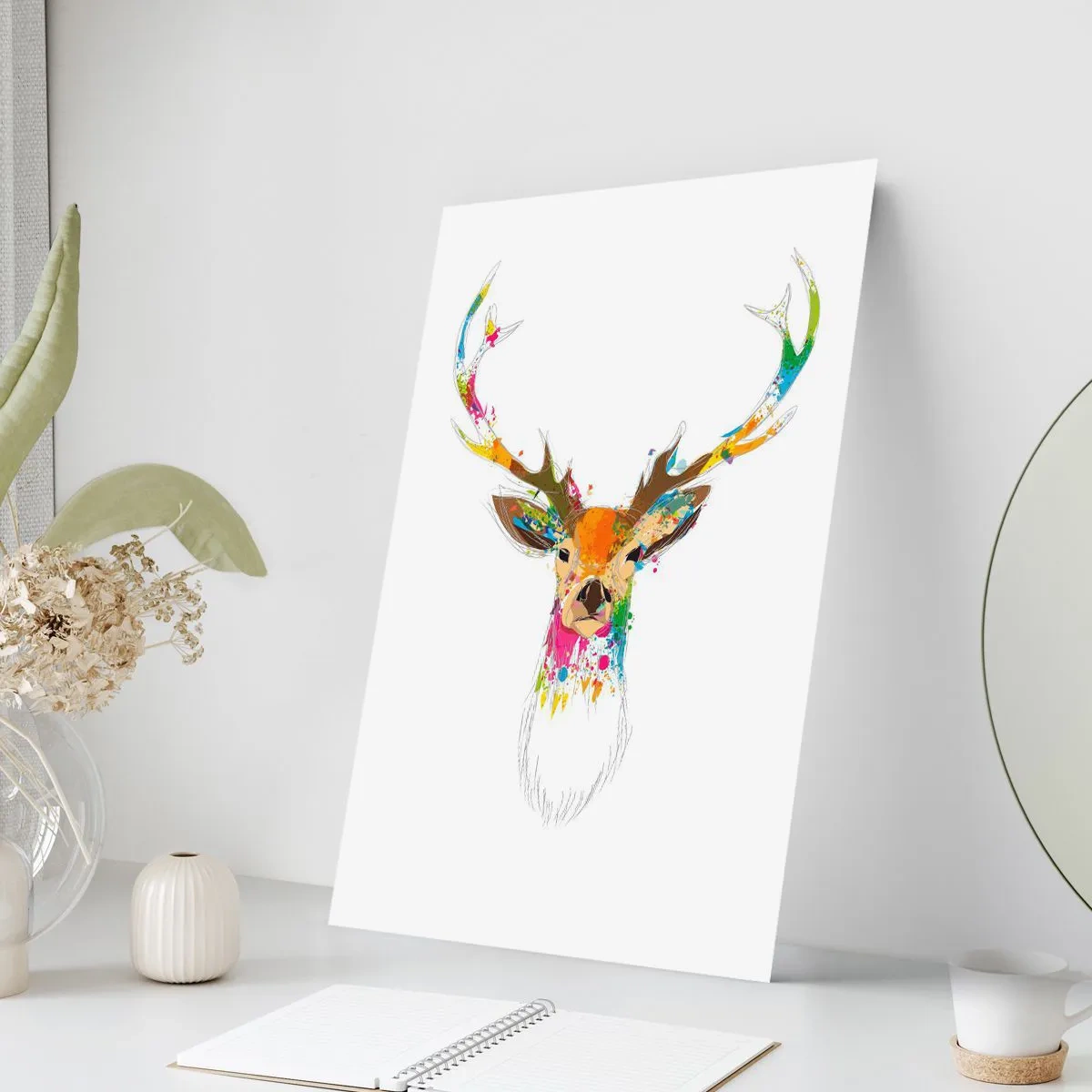 Affiche - Poster - Un cerf doux baigné de couleur - 40x50 cm