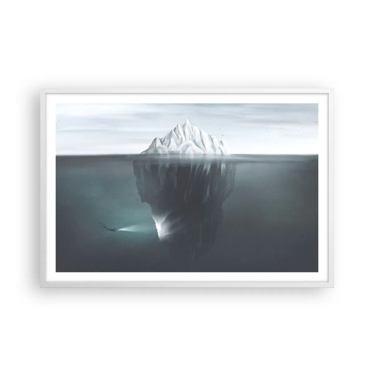 Affiche dans un cadre blanc - Poster - Mystère sous-marin - 91x61 cm