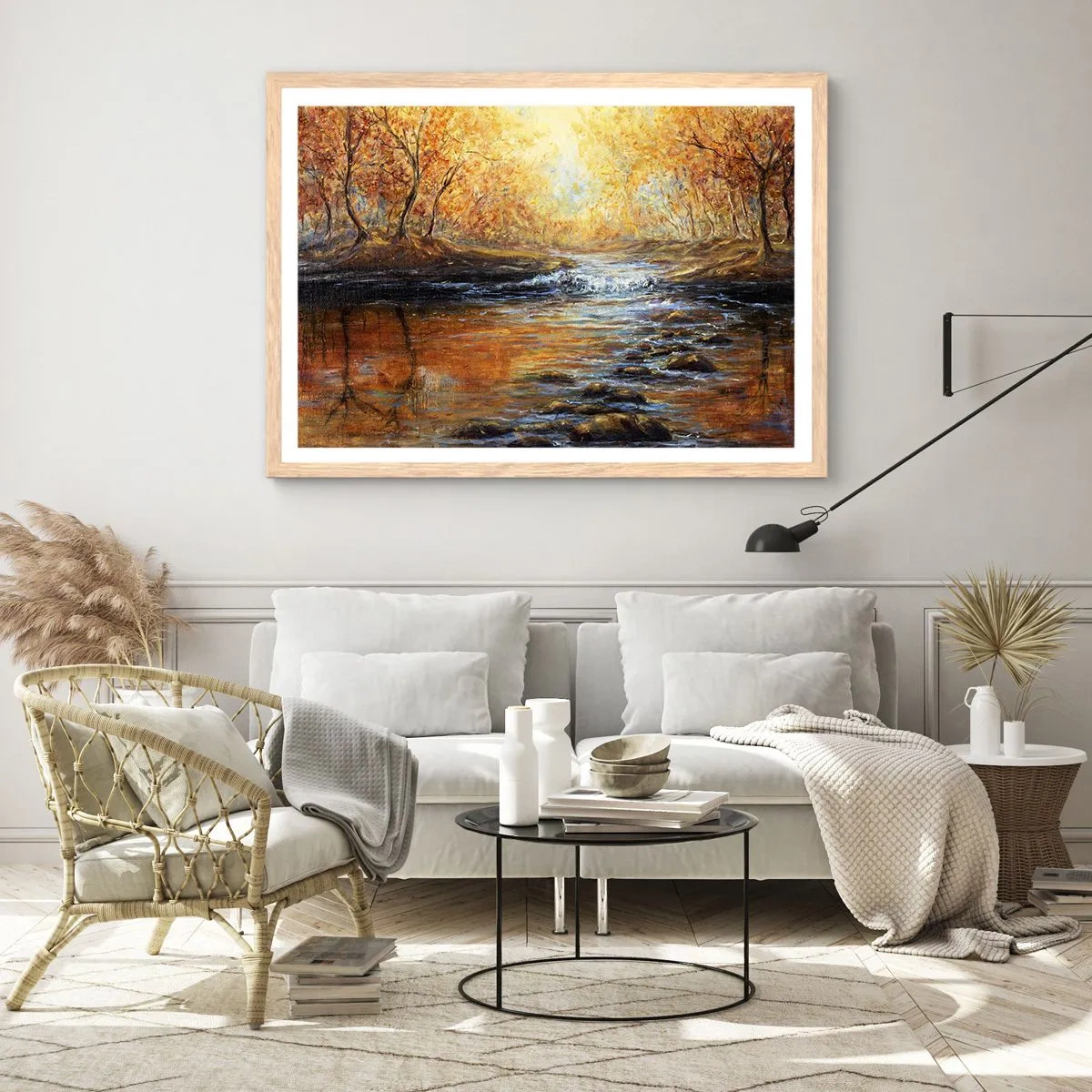 Affiche dans un chêne clair - Poster - Le ruisseau d'or - 70x50 cm