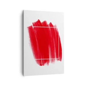 Impression sur toile - Image sur toile - Coup de pinceau rouge avec bordure blanche - 70x100cm - En dehors du cadre - Décoration murale moderne pour le salon et la chambre ARTTOR