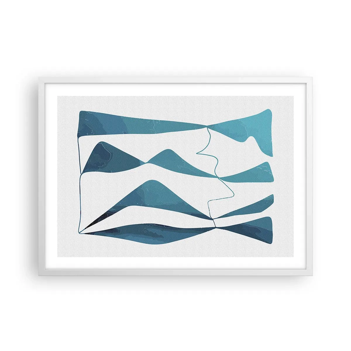 Affiche dans un cadre blanc - Poster - Abstraction : composé turquoise - 70x50 cm
