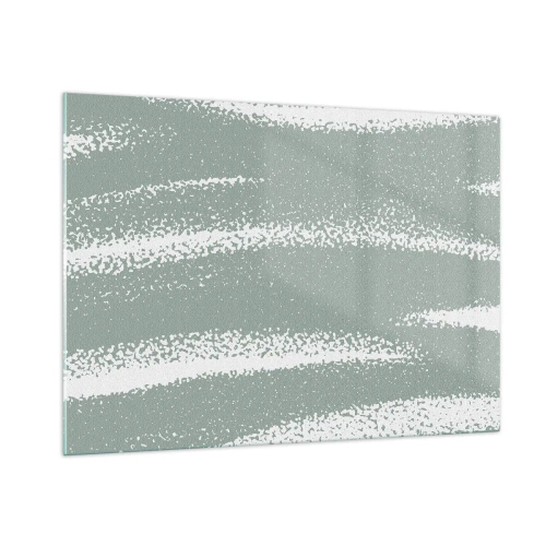 Impression sur verre - Image sur verre - Rayures blanches sur un fond vert frais - 100x70cm - Abstraction dans un climat hivernal - Décoration murale moderne pour le salon et la chambre ARTTOR