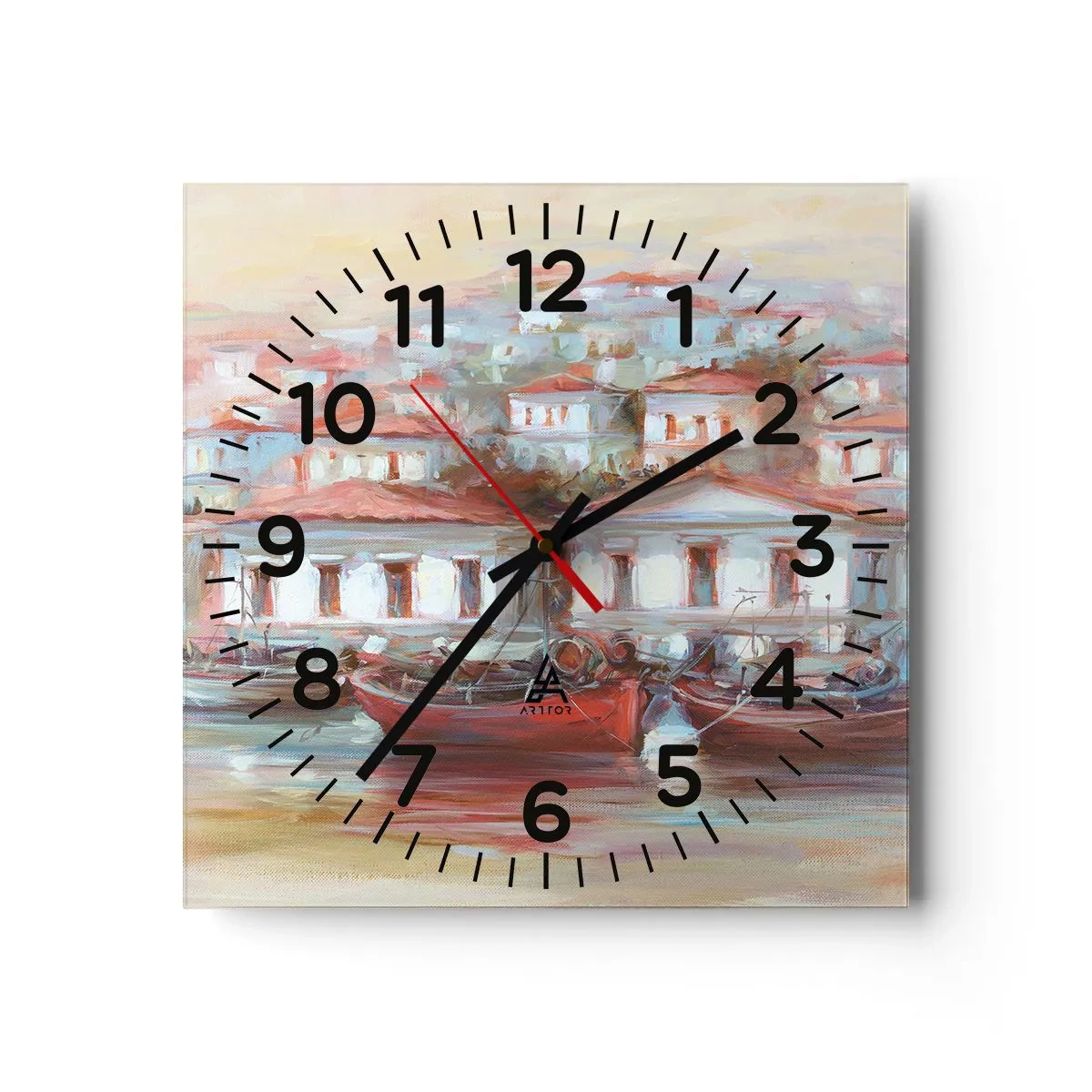 Horloge murale - Pendule murale - Petite ville heureuse - 30x30 cm