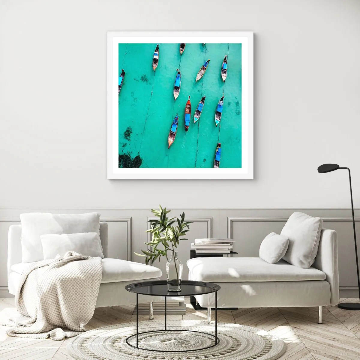 Affiche dans un cadre blanc - Poster - Dans une attente jouyeuse - 40x40 cm