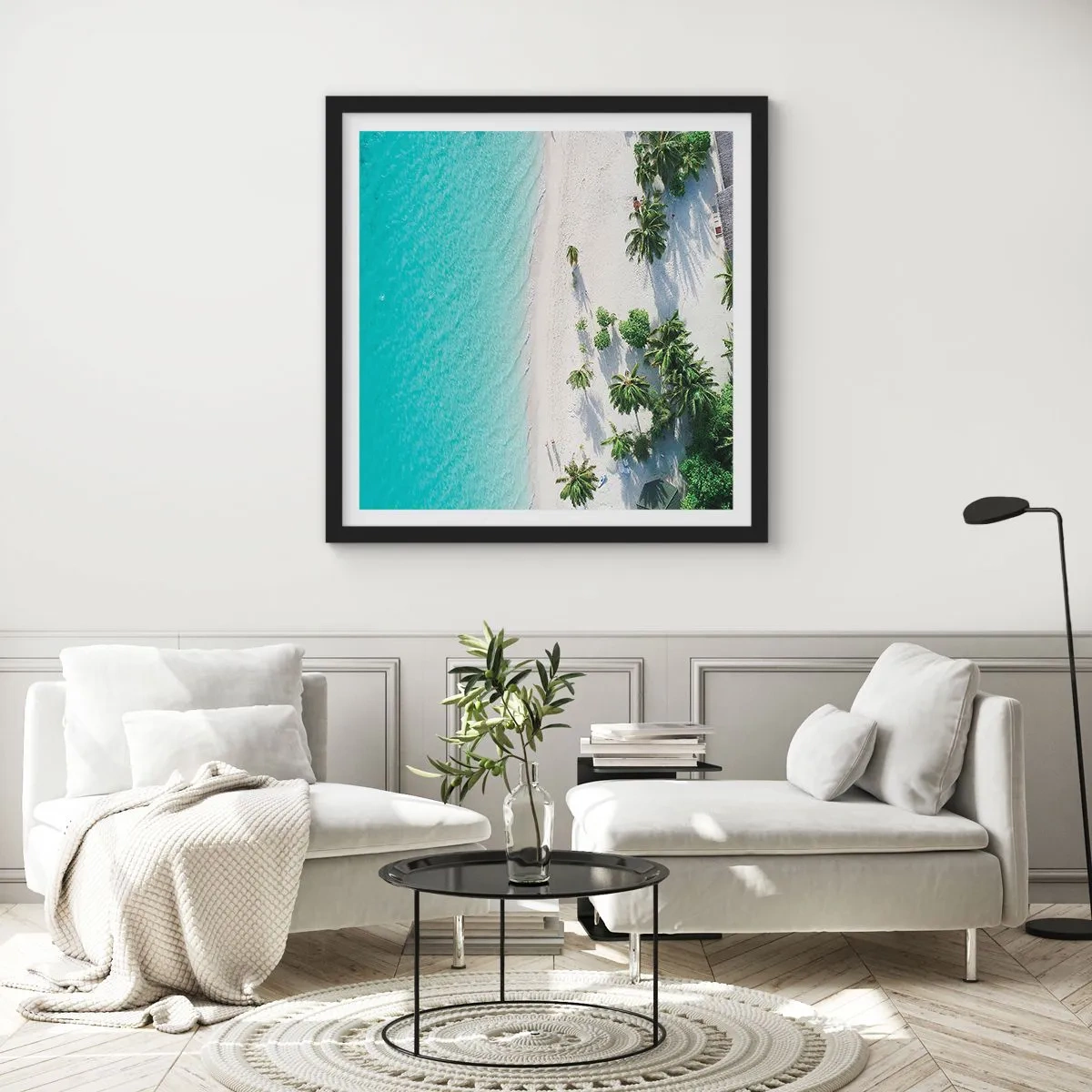Affiche dans un cadre noir - Poster - Vacances au paradis - 30x30 cm