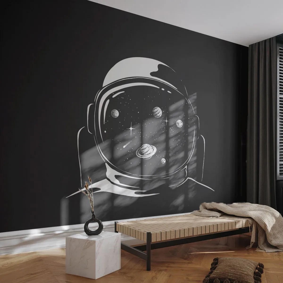 Papier Peint Photo Premium Canvas - Sympa la vue - Astronaute, Cosmos, Univers - 250x175 cm