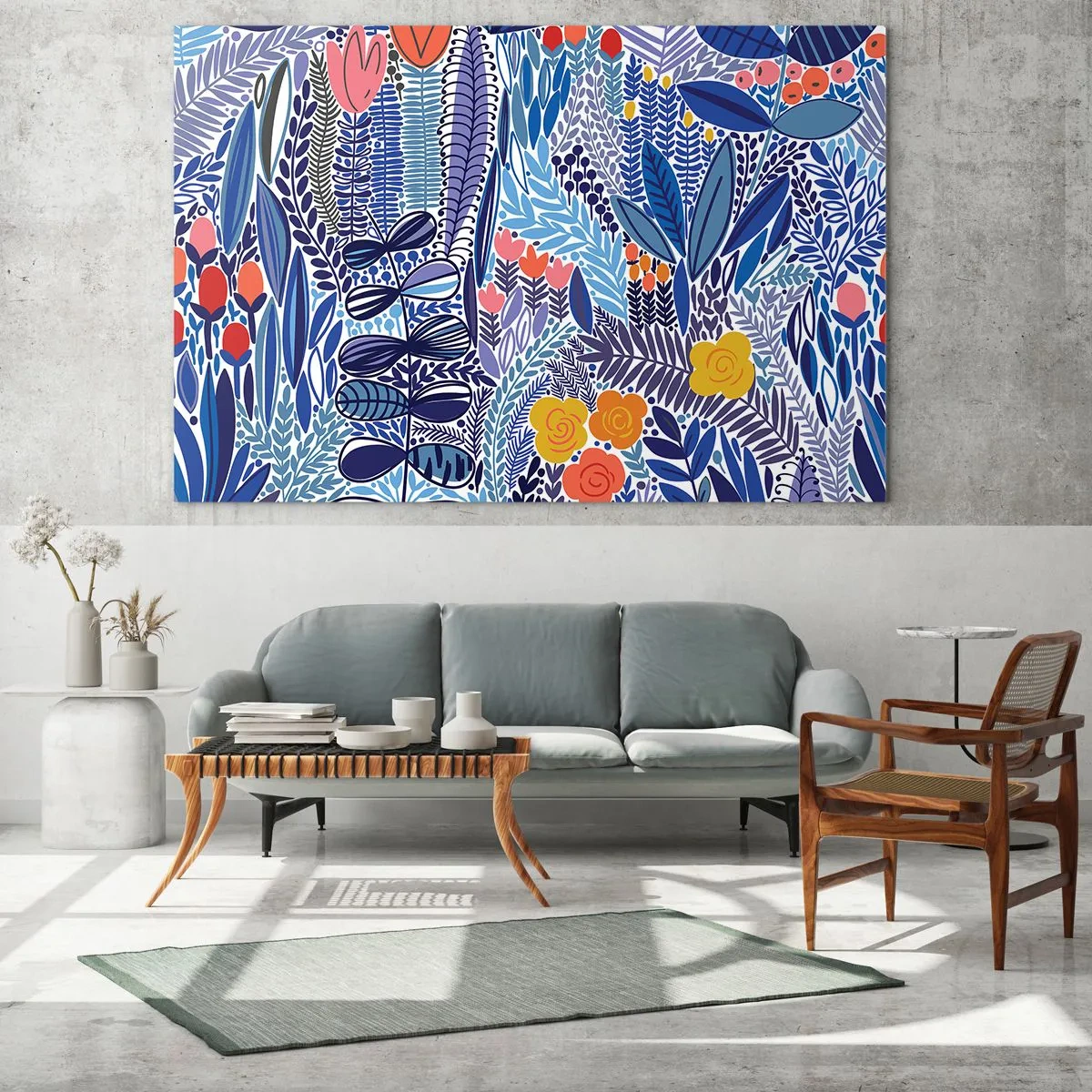 Impression sur verre - Image sur verre - Une composition végétale colorée de style tropical - 120x80cm - Jardin hawaïen - Décoration murale moderne pour le salon et la chambre ARTTOR