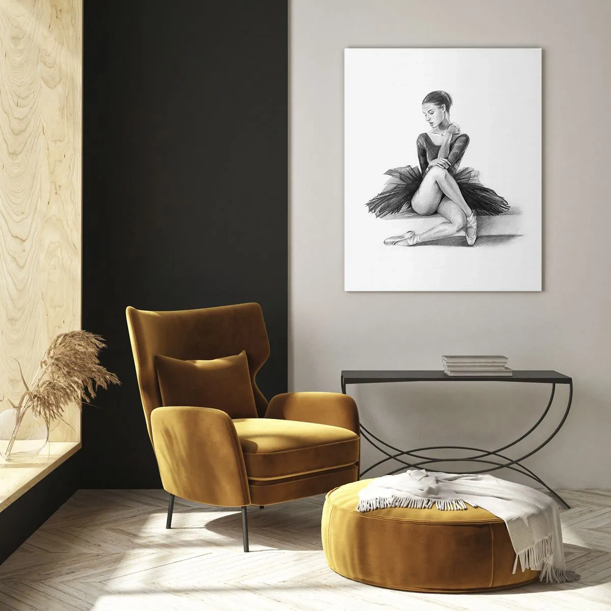 Impression sur verre - Image sur verre - Un croquis d'une ballerine dans un style subtil et classique - 70x100cm - Envoutée par la danse - Décoration murale moderne pour le salon et la chambre ARTTOR