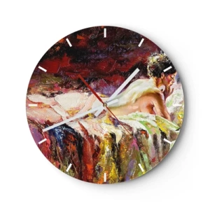 Horloge murale - Pendule murale - Une représentation artistique d'une figure allongée sur un fond abstrait coloré. - 30x30cm - Vénus en pensée - Décoration murale moderne pour le salon, la cuisine et la chambre ARTTOR