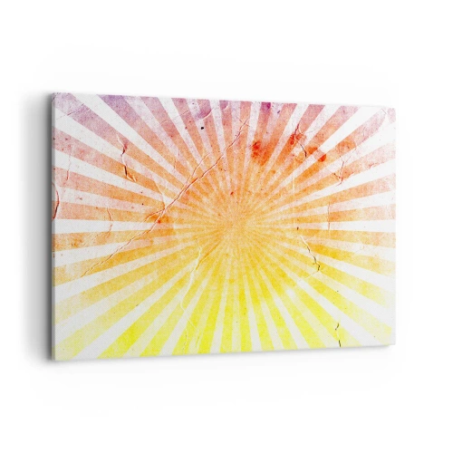 Impression sur toile - Image sur toile - Rayons de soleil dans les tons orange et jaune - 120x80cm - Levant et couchant - Décoration murale moderne pour le salon et la chambre ARTTOR